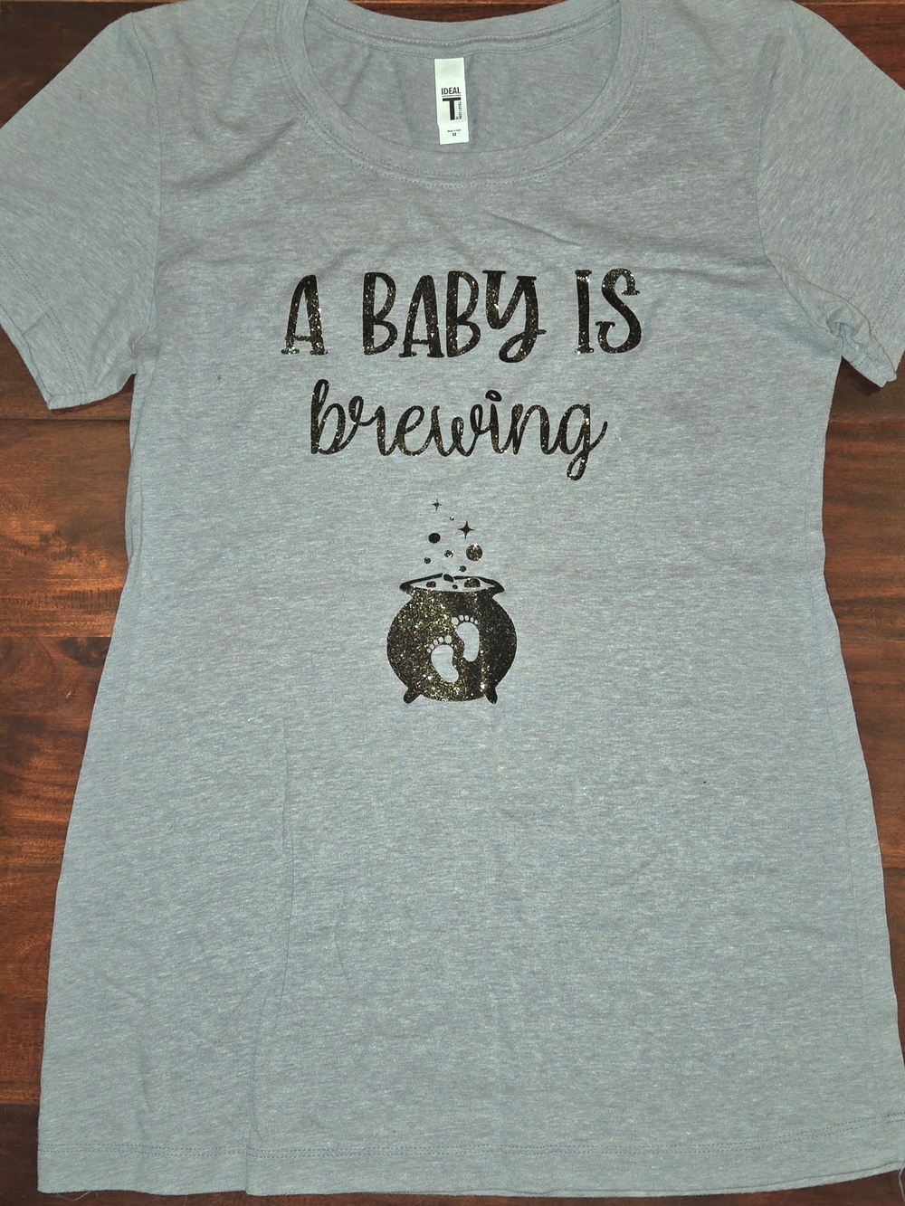 Gray Maternity Tee "A Baby Is Brewing"